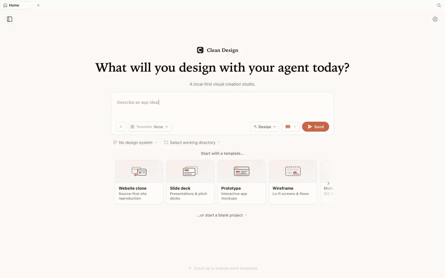 Clean Design home screen